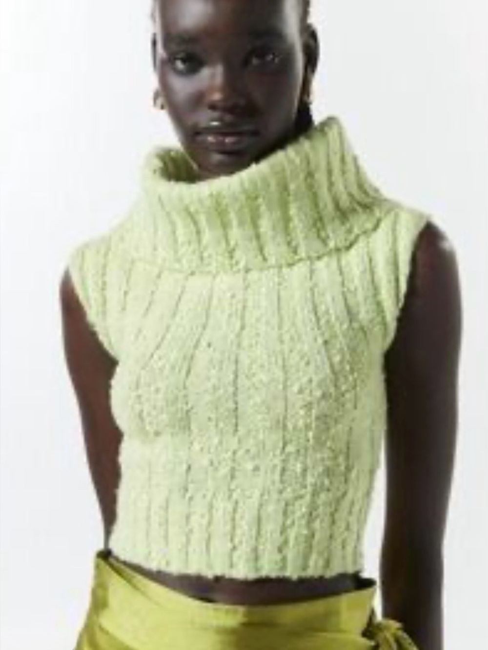 Urban Outfitters Scarlett Foldover Green Cable Knit Sweater Tank Top NWT Large
